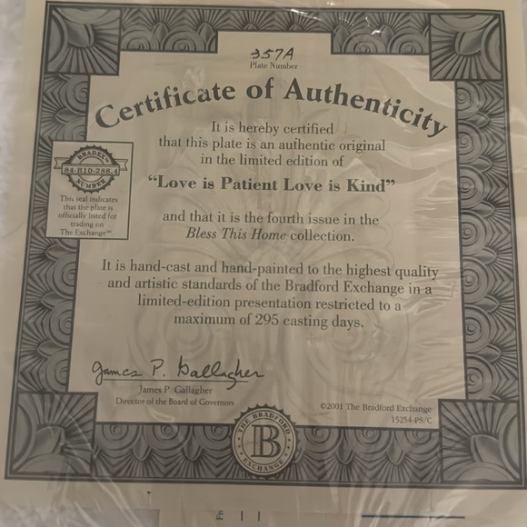 Bradford Exchange Love is Patient Live is Kind Plate 357 - Picture 3 of 3